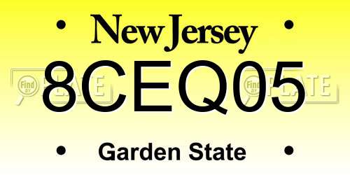 8CEQ05 New Jersey License Plate