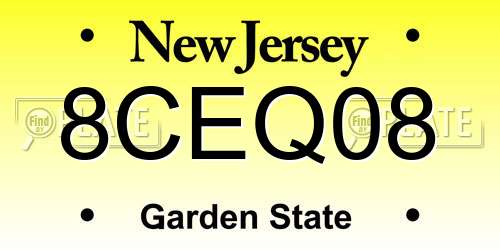 8CEQ08 New Jersey License Plate