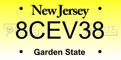 8CEV38 New Jersey License Plate