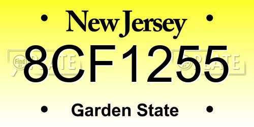8CF1255 New Jersey License Plate
