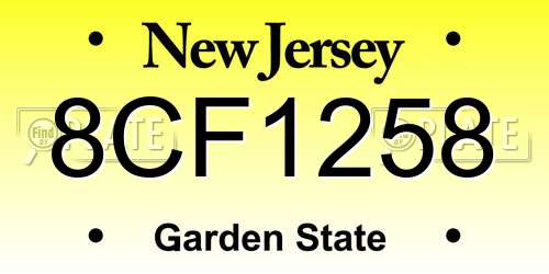 8CF1258 New Jersey License Plate