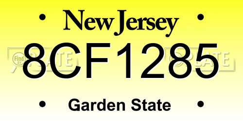 8CF1285 New Jersey License Plate