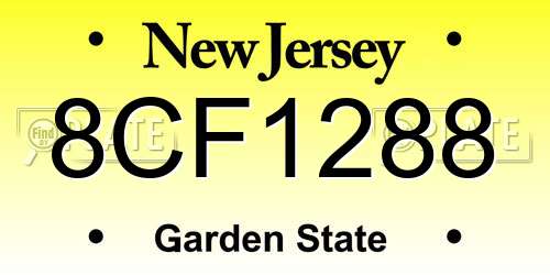 8CF1288 New Jersey License Plate