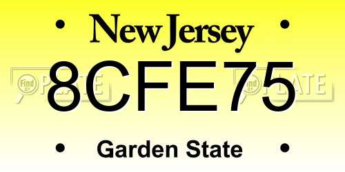 8CFE75 New Jersey License Plate