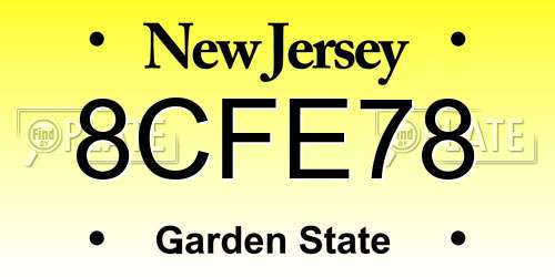 8CFE78 New Jersey License Plate
