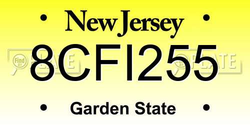 8CFI255 New Jersey License Plate
