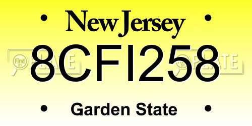 8CFI258 New Jersey License Plate