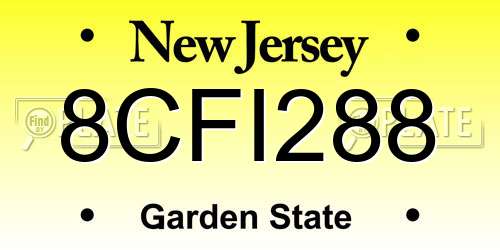 8CFI288 New Jersey License Plate
