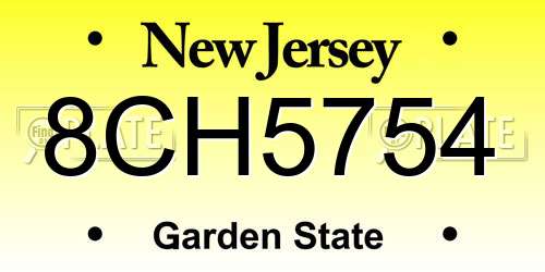 8CH5754 New Jersey License Plate