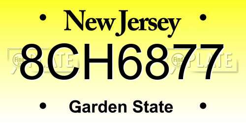 8CH6877 New Jersey License Plate