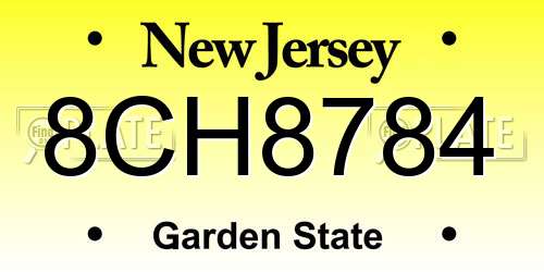 8CH8784 New Jersey License Plate
