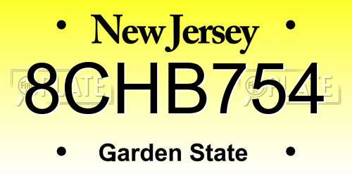 8CHB754 New Jersey License Plate