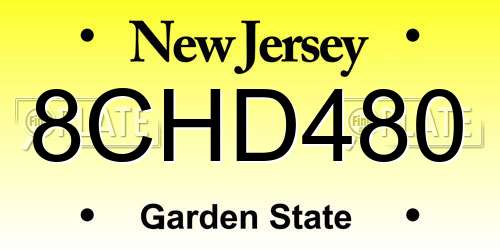 8CHD480 New Jersey License Plate