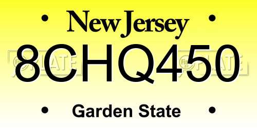 8CHQ450 New Jersey License Plate