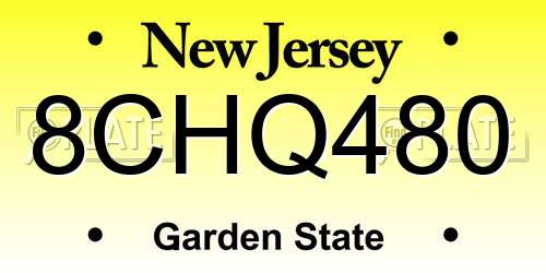 8CHQ480 New Jersey License Plate