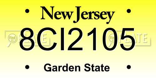8CI2105 New Jersey License Plate
