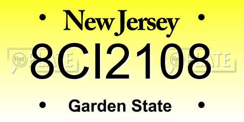8CI2108 New Jersey License Plate