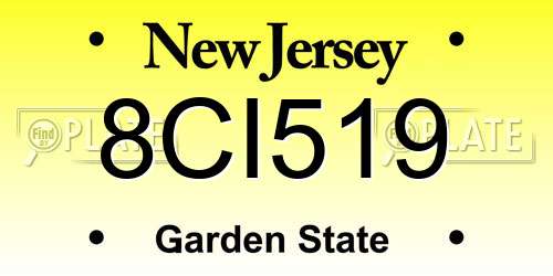 8CI519 New Jersey License Plate