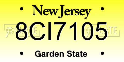 8CI7105 New Jersey License Plate