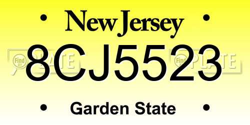 8CJ5523 New Jersey License Plate