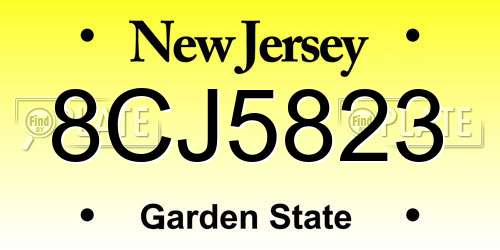8CJ5823 New Jersey License Plate