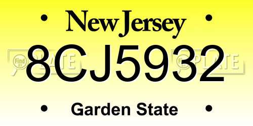 8CJ5932 New Jersey License Plate