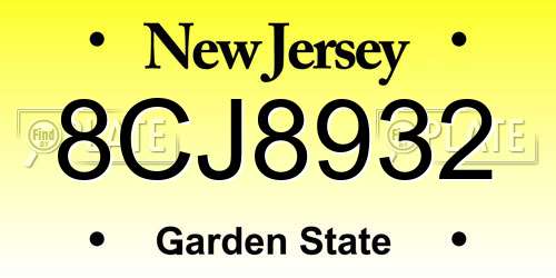 8CJ8932 New Jersey License Plate