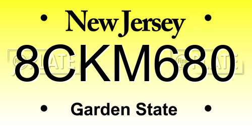 8CKM680 New Jersey License Plate