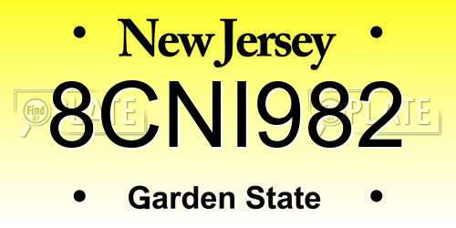 8CNI982 New Jersey License Plate