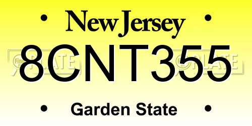 8CNT355 New Jersey License Plate