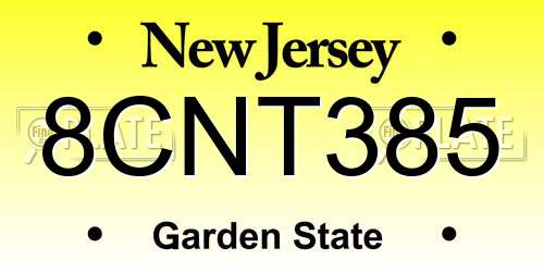 8CNT385 New Jersey License Plate