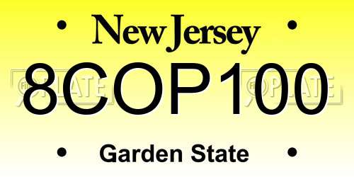 8COP100 New Jersey License Plate