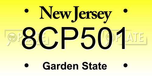 8CP501 New Jersey License Plate
