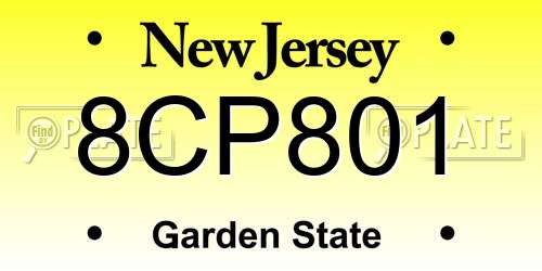 8CP801 New Jersey License Plate
