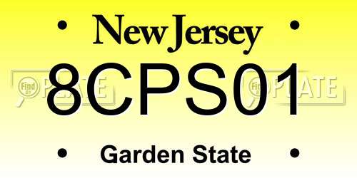 8CPS01 New Jersey License Plate