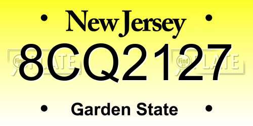 8CQ2127 New Jersey License Plate