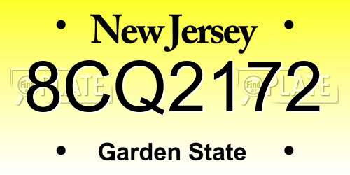 8CQ2172 New Jersey License Plate