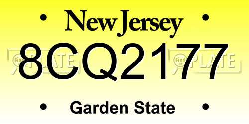 8CQ2177 New Jersey License Plate