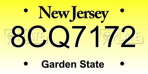 8CQ7172 New Jersey License Plate