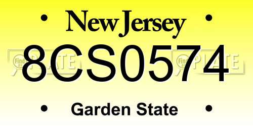 8CS0574 New Jersey License Plate