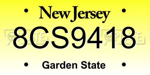 8CS9418 New Jersey License Plate