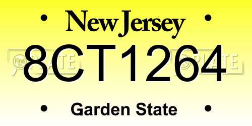8CT1264 New Jersey License Plate