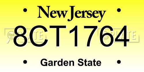 8CT1764 New Jersey License Plate