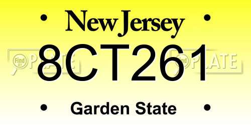 8CT261 New Jersey License Plate