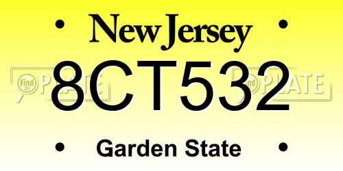 8CT532 New Jersey License Plate