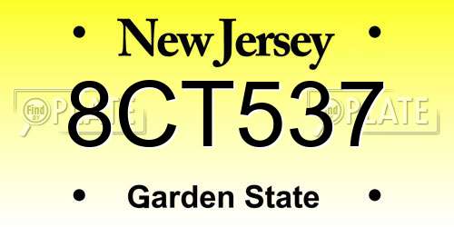 8CT537 New Jersey License Plate