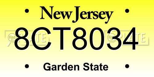 8CT8034 New Jersey License Plate