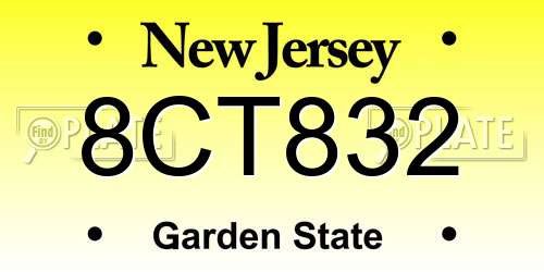 8CT832 New Jersey License Plate