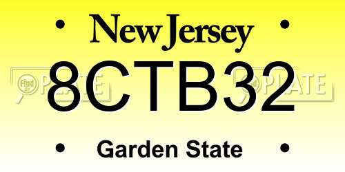 8CTB32 New Jersey License Plate