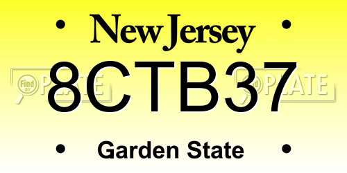 8CTB37 New Jersey License Plate